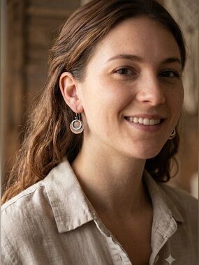 Hammered Bronze Industrial Boho Double Circle Dangle Earrings Handmade